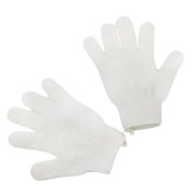 2Pcs Exfoliating Gloves - Bamboo Shower Gloves - Bath and Body Exfoliator Mitts - Scrubs Away Ingrown Hair and Dead Skin - for Shower, Spa, Massage and Dead Skin Cell Remover Loofah - White