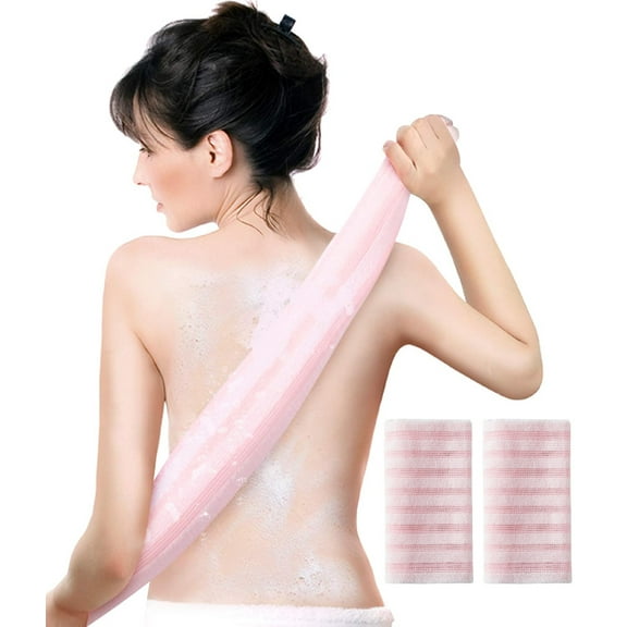 2Pcs Exfoliating Washcloth Towel - Body Scrubber Exfoliator, Loofah Sponge, Japanse & Korean Net Sponge Rag - Back Scrubber Washcloth for Shower Bath
