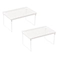 thumbnail image 1 of 2Pcs Expandable Stacking Cabinet Shelf Rack S/M/L Sizes Folding Stackable Counter Rack Organizer Cupboard Plate Dish Counter and Pantry Organizer Kitchen White Rack Home Decor Happy 2026!, 1 of 6