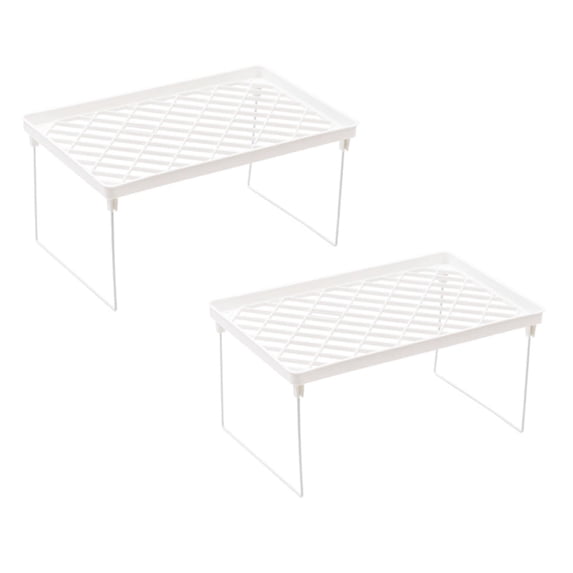 2Pcs Expandable Stacking Cabinet Shelf Rack S/M/L Sizes Folding Stackable Counter Rack Organizer Cupboard Plate Dish Counter and Pantry Organizer Kitchen White Rack Home Decor Happy 2026!