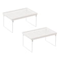 thumbnail image 1 of 2Pcs Expandable Stacking Cabinet Shelf Rack S/M/L Sizes Folding Stackable Counter Rack Organizer Cupboard Plate Dish Counter and Pantry Organizer Kitchen White Rack Home Decor Happy 2026!, 1 of 6