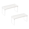 thumbnail image 1 of 2Pcs Expandable Stacking Cabinet Shelf Rack S/M/L Sizes Folding Stackable Counter Rack Organizer Cupboard Plate Dish Counter and Pantry Organizer Kitchen White Rack Home Decor Happy 2026!, 1 of 5
