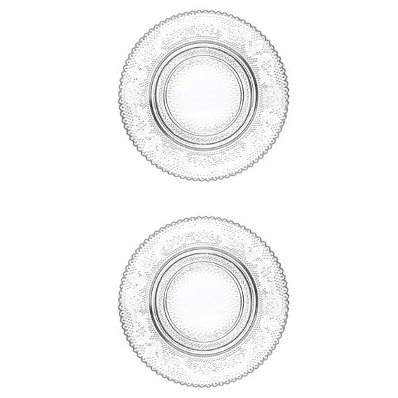 2Pcs Exquisite Glass Plates Embossed Fruit Plates Transparent Dessert Plates