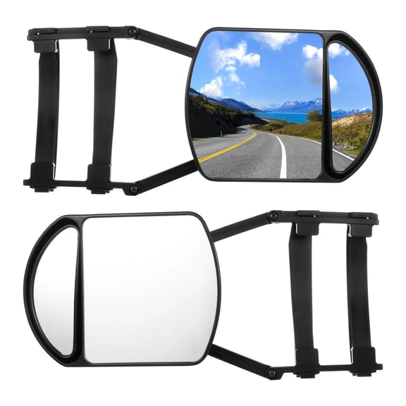2Pcs Extension Towing Mirrors, Universal Clip On Rear View Mirrors with Dual View & Adjustable Angle, 360 Degree Rotation, Ideal for Truck, Trailer, Van