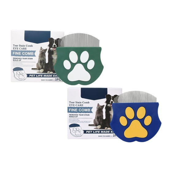 2Pcs Extra Fine Stainless Steel Dog Eye Comb,Professional Eye Comb for Pets,Portable Eye Gunk Removal Grooming Tool,Tear Stain Remover Comb for Dogs,Compact & Portable,Gentle Round-Head Grooming Tool