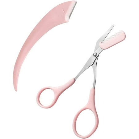 2Pcs Eyebrow Trimmer Scissor Eyebrow Trimmer Set,Eyebrow Scissors,Eyebrow Grooming Beauty Tool,Stainless Steel Professional Precision Eyebrow Trimmer Tool with Comb for Men Women Beginner Eyebrow