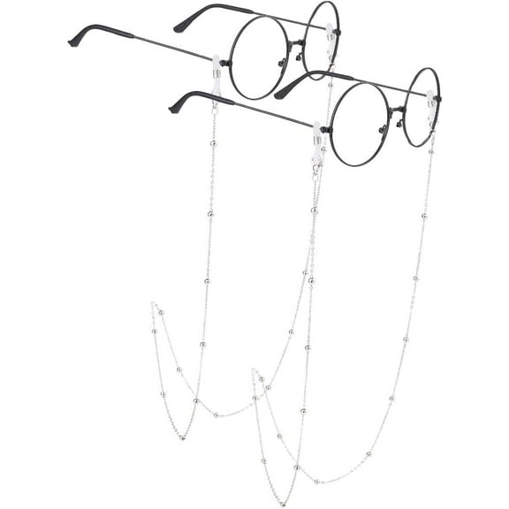 2Pcs Eyeglasses Chain 750x4mm Silvery Iron Link Strap Stylish Eye Glasses Holders Around Neck for Women Reading Writing Everyday Wear Gray