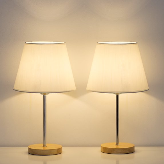 2Pcs Fabric Shade Table Lamp Desk Lamp Night Light for Living Room Bedroom