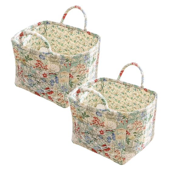 2Pcs Fabric Storage For Home Organization In Living Room Bathroom Bedroom Floral Print Design For Clothing And Item Storage Piece Home Textile Storage