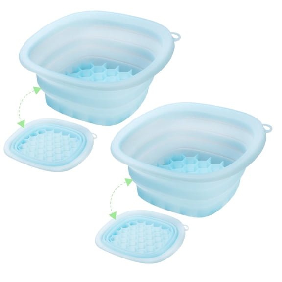 2Pcs Face Ice Bath Silicone Facial Bowl For Face Ice Bath Reusable Spa Tool With Built In Tray Portable Foldable Wash Basin For Daily Home Morning Bathroom Products 9.4" X 9.4"