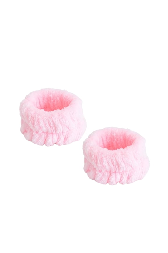 2Pcs Face Wrist Band, Terry Cloth Sweat Absorbing Wristband for Washing Face, Makeup Removal, and Face Care Routines 3 Inch Pink
