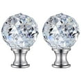 thumbnail image 1 of 2Pcs Faceted Clear Crystal Glass Ball Finial Lamp Top Cap Screw with Base Threaded Diamond Table Floor Lampshade Finials Topper Knob Decoration, 1 of 7