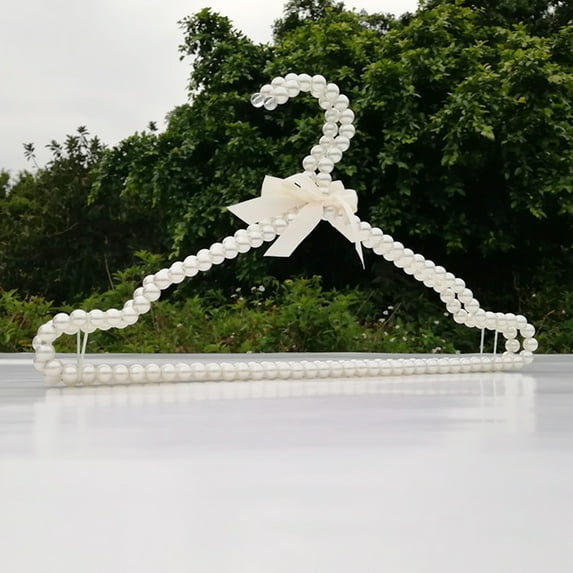 2Pcs Fake Pearl Design Clothes Hanger with Bow Knot Plastic Shop Display Faux Pearl Rack Home Accessories-leaveforme