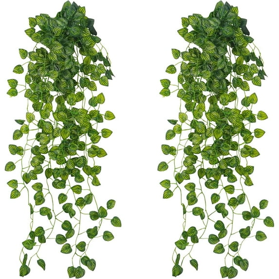 2Pcs Fake Plants for Outside Fake Plant Decor 3.1ft Artificial Hanging Plants Fake Ivy Vine Faux Greenery Vine Plant for Home Room Wall Pot Hanging Planter Indoor Outdoor Décor