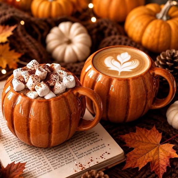 2Pcs Fall Pumpkin Mug with Handle, Seasonal Decor