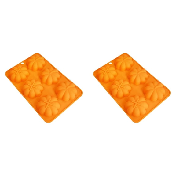 2Pcs Fall Pumpkin Silicone Mold, 3D Pumpkin Shape Baking Soap Mold for Muffin Cake Pop Jello Chocolate Bomb, Thanksgiving Baking Molds for Autumn Wax Candle, Bath Bomb & Holiday Treat Making