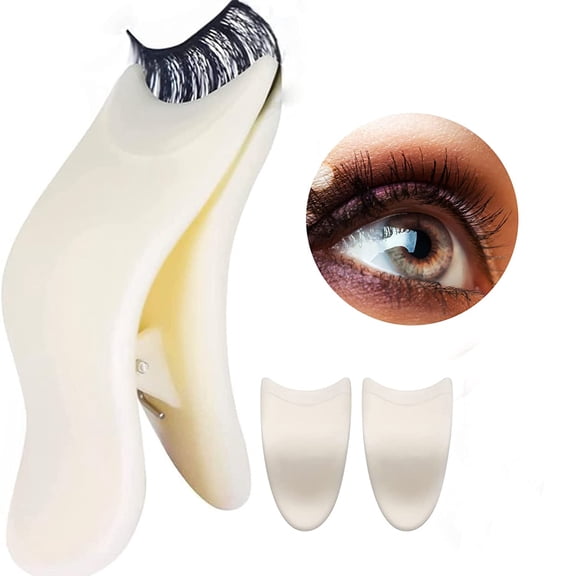2Pcs False Eyelashes Applicator Tool, Artificial Eyelash Auxiliary Clip, Magnetic Eyelashes Applicator Helper Tool, Reusable Lash Clip Makeup Tools Eyelash EyeCurler Partner (White-2pcs)