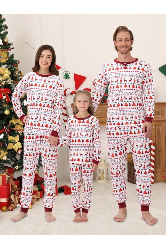 2Pcs Family Matching Christmas Pajamas Sets Parent-Child Cute Print Sleepwear Pjs For Couples/Women/Men/Kids
