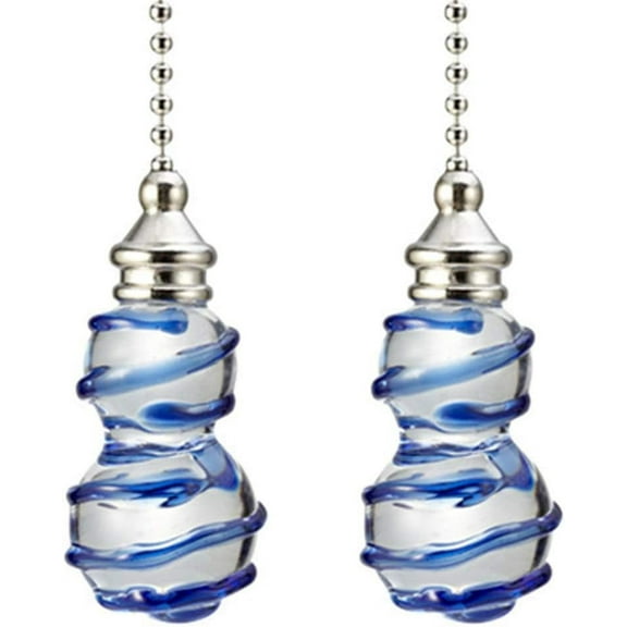 2Pcs Fan Pull Chains 12 inches Decorative Ceiling Light Pullchain Ornament Gorgeous Hanging Pendants Crystal Acorn Glass Brushed Nickel Finish Chain Pulls for Ceiling Lights, Fans