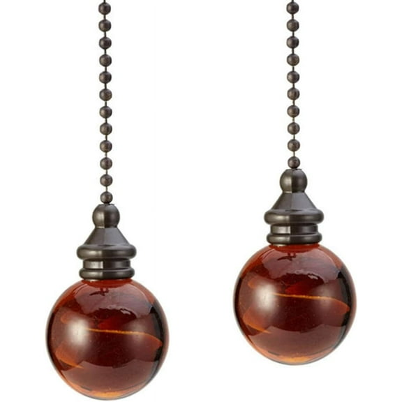 2Pcs Fan Pull Chains 12 inches Decorative Ceiling Light Pullchain Ornament Gorgeous Hanging Pendants Crystal Acorn Glass Brushed Nickel Finish Chain Pulls for Ceiling Lights, Fans