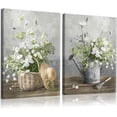 thumbnail image 1 of 2Pcs Farmhouse Daisy Wall Art Framed Country Daisy Canvas Prints Vintage Farmhouse Flowers Pictures for Bathroom Bedroom Living Room Home Decor, 1 of 7