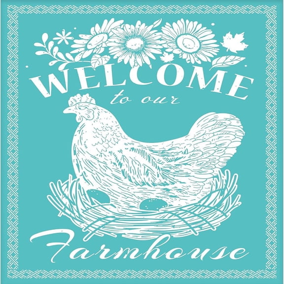 2Pcs Farmhouse Self-Adhesive Silk Screen Printing Stencil Reusable Hen Mesh Stencils for DIY Home Decor T-Shirt Pillow Fabric Bags - 11x8.6 InchDIY