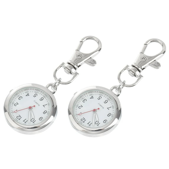 2 Pieces Stylish Pocket Watch with Simple Keyring Design, Decorative Watch for Everyday Use