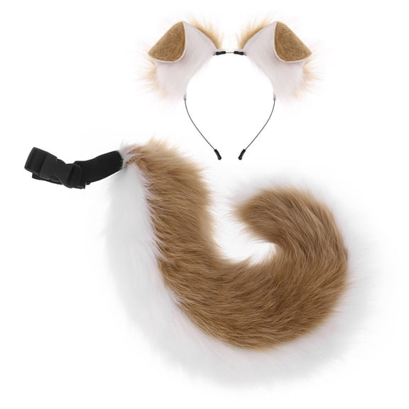 2Pcs Faux Furs Dog Ears Headband Tail Dog Costumes for Christmas Halloween Cosplay Party Costume Accessories