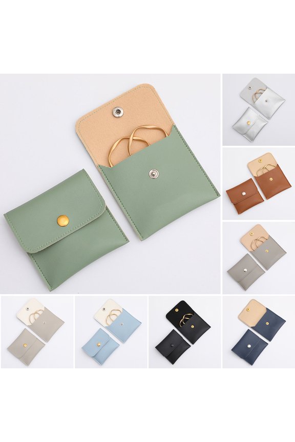 2Pcs Faux Leather Jewelry Pouch, Portable Jewelry Gift Bags With Snap Button