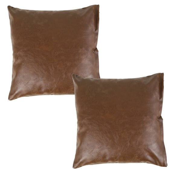 2Pcs Faux Leather Throw Pillow Cover Decorative PU Leather Pillow Cover Square/Rectangle Sofa Cushion Case Modern Throw Pillow Case with Hidden Zipper for Home Couch Sofa