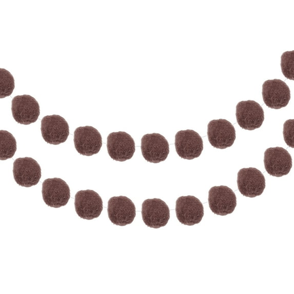 2Pcs Felt Ball Garland Brown Garland Handing Balls 6.6Feet Long 30 Balls Party Banner Decor