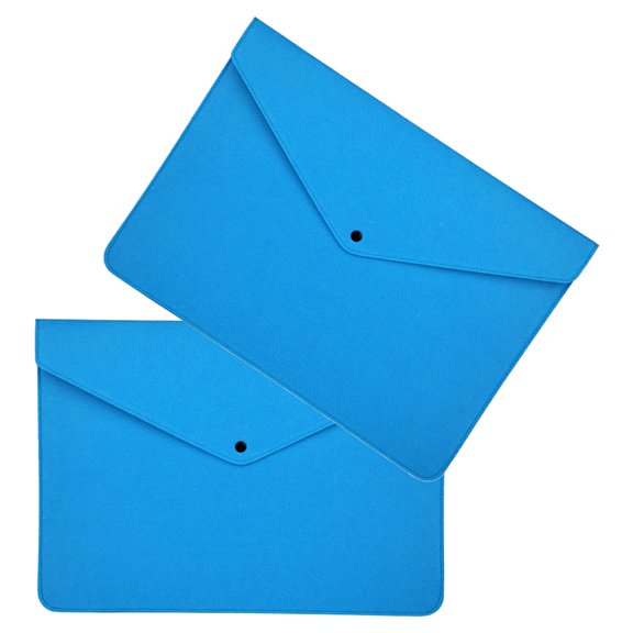 2Pcs Felt Folder Zippered File Envelopes Expanding File Bag Button Closure File Storage Pouches
