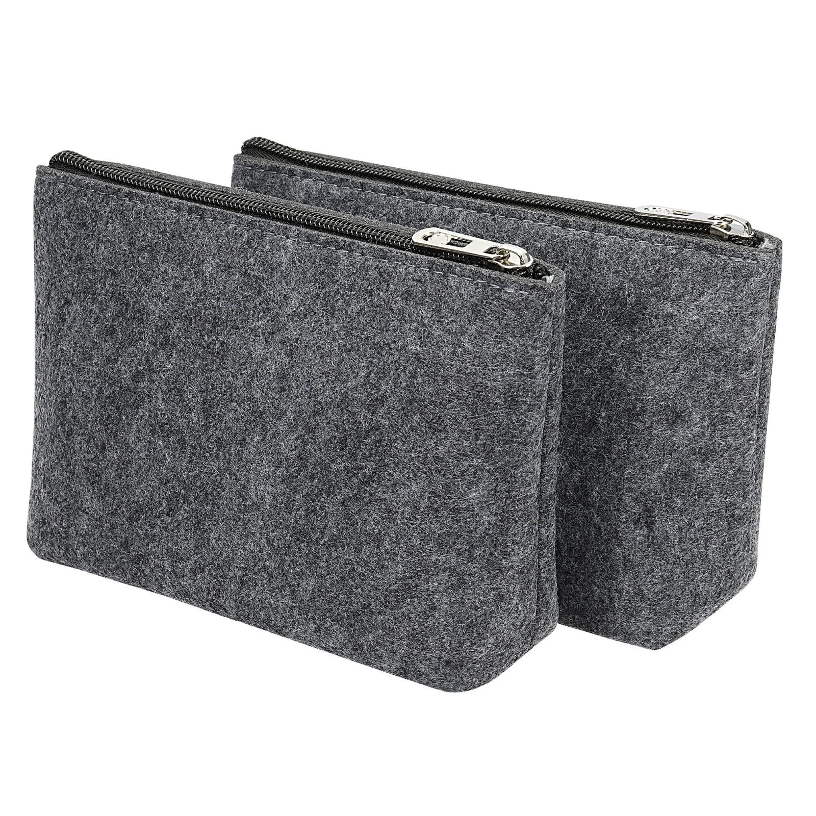 2Pcs Felt Pencil Pen Case Stationery Office Storage Zipper Pouch Gray