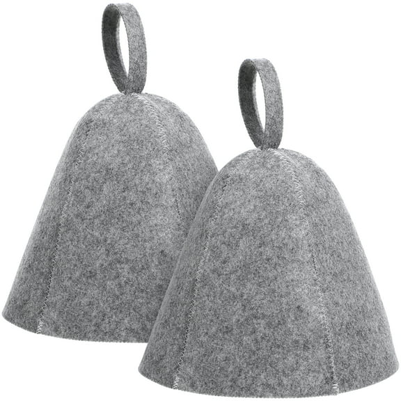 Vosarea 2Pcs Portable Grey Felt Sauna Hat Practical Heat Protection Bath Cap