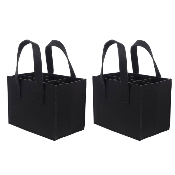 2Pcs Felt Wine Carrier Bags with 6 Compartments, Shockproof Padding & Reinforced Handle for Secure Transport (116 chars)
