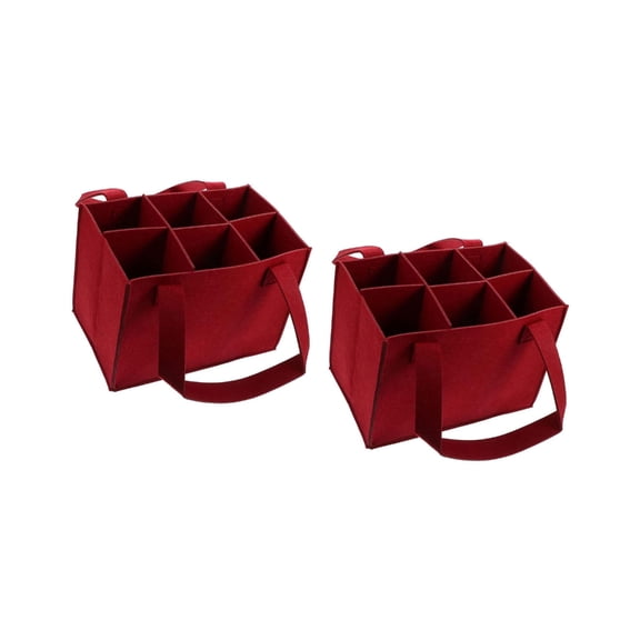 2Pcs Felt Wine Storage Bag Reinforced Padding 6 Bottle Capacity with Handle