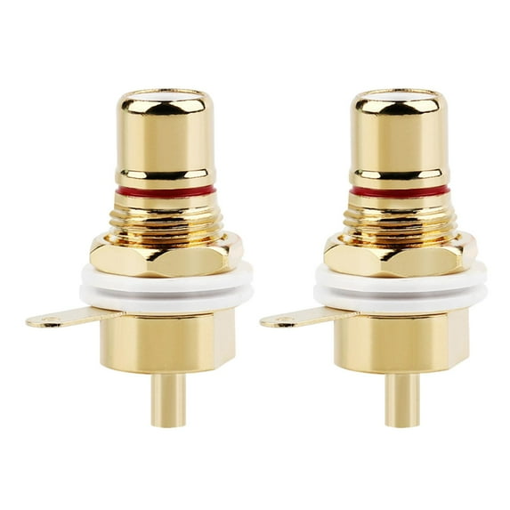 2Pcs Female Connector Connectors Panel Mount Signal Chassis Terminal Adapter Professional Easy to Install Outlet for Audio Computer Red