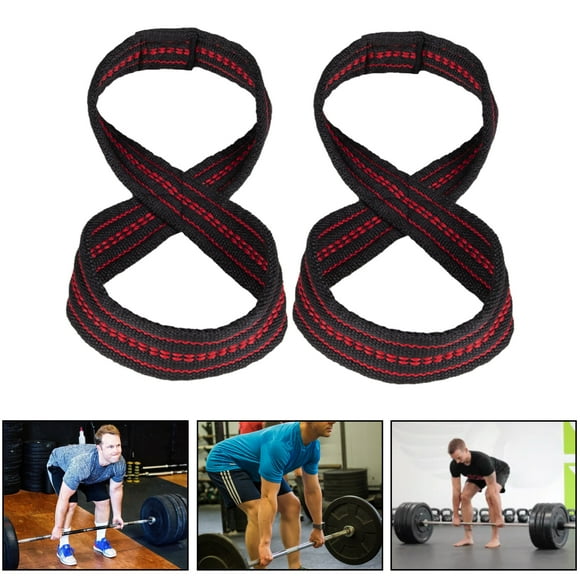 2Pcs Figure 8 Lifting Strap Men Women Anti-Slip Weightlifting Grip Band Bodybuilding Powerlifting Strength Training Home Gym Deadlifts Wrist Strap