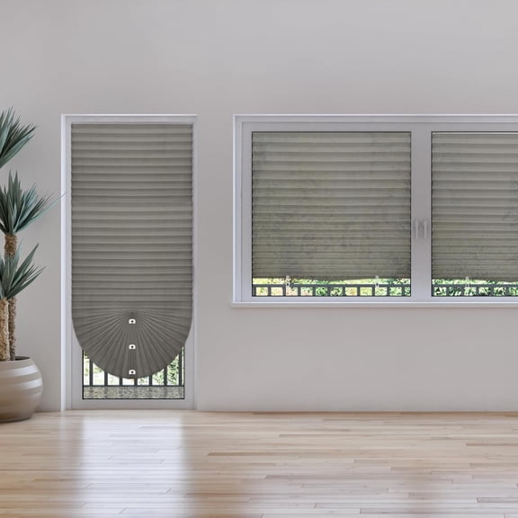 2Pcs Filtering Temporary Blinds for Windows, Cordless Pleated Light Filtering Fabric Shade Self Adhesive Pleated Window Shade, Easy to Cut and Install 90*210cm Dark Grey