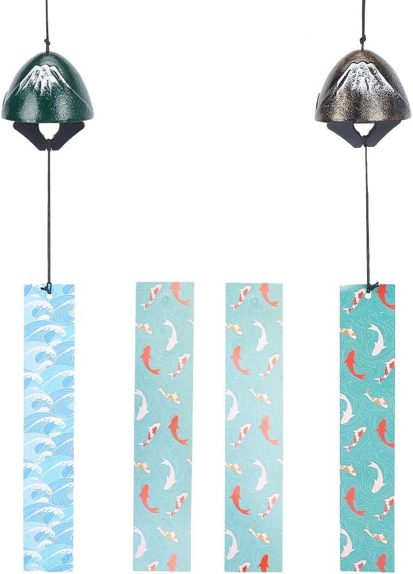 2Pcs Fish Cast Iron Bell Wind Chimes Japanese Wind Chime Paper Blessing ...