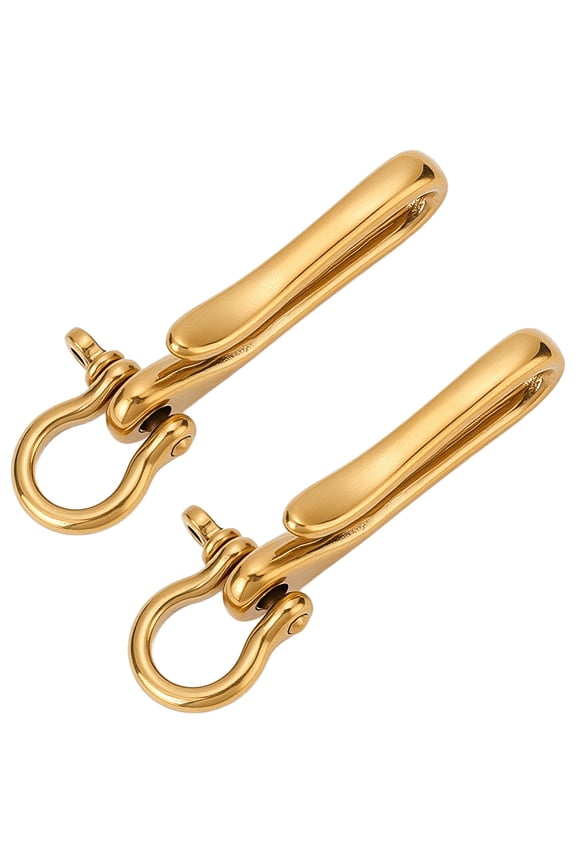 2Pcs Fish Hook Keychain Brass Belt Clip Wallet Holder Key Rings Retro Solid U Shape Hook Key Chain Pocket Clip with Shackle Car Keychain