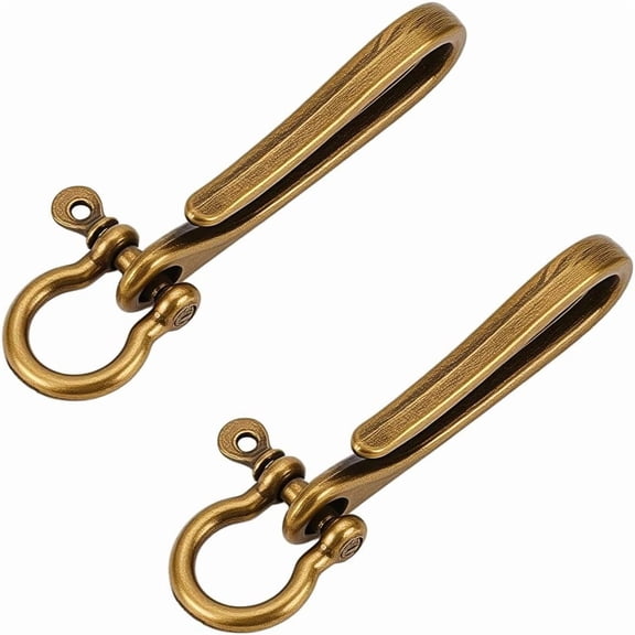 2Pcs Fish Hook Keychain Metal Belt Clip Wallet Holder Key Rings Bronze