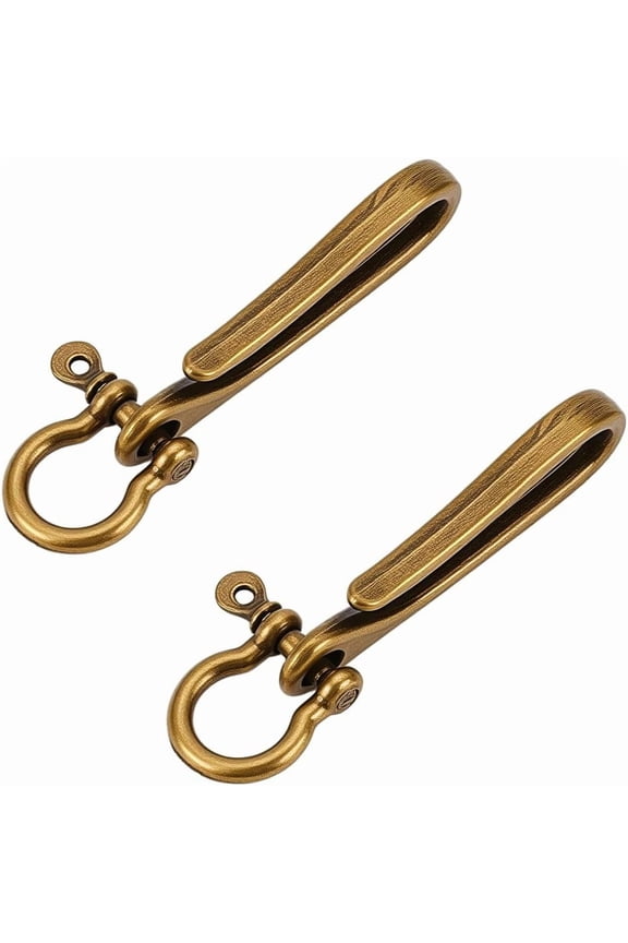 2Pcs Fish Hook Keychain Metal Belt Clip Wallet Holder Key Rings Bronze