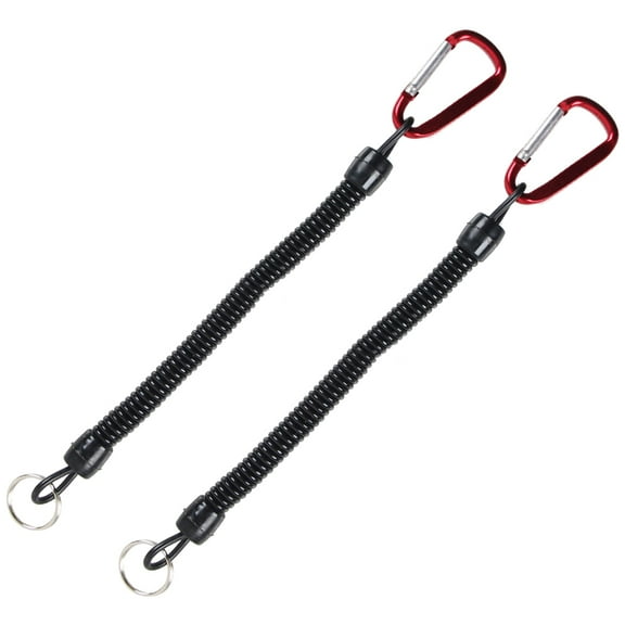 2Pcs Fishing Lanyard Heavy Duty Retractable Coiled Tether with Carabiner for Pliers, Boating, Tools