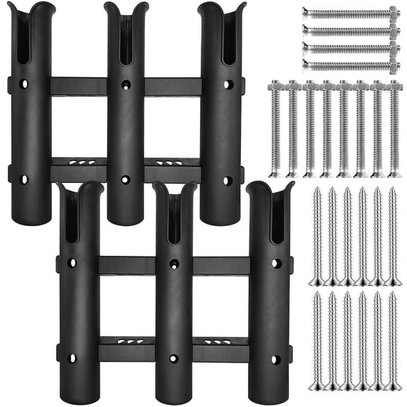 2Pcs Fishing Rod Holder Bracket Tube 3-Pole Side Mount with Screws for Boat Golf Cart ATV Trailer