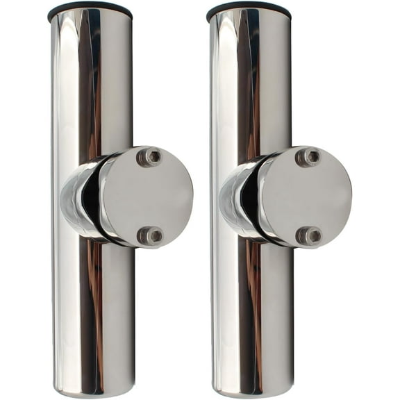 2Pcs Fishing Rod Holder, Rail Mount Fishing Pole Holder, Stainless Tournament Style Clamp on Rod Holder for Rails 3/4" to 1", 7/8" to 1"
