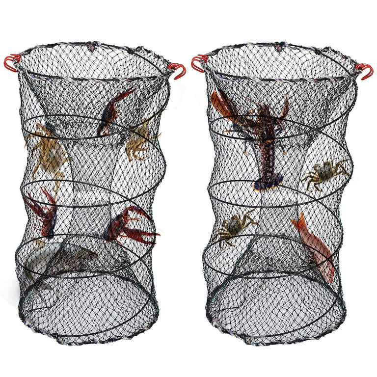 aoksee fishing accessories Fish Trap Net Fishing Gear Crab Prawn Shrimp  Crayfish Lobster Crawdad Foldable Green,Clearance Gift for Men/Boys/Teens