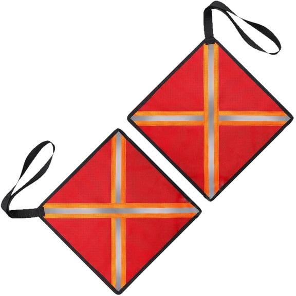 2Pcs Flag Kayak Warning Flag with Reflective Strips Canoes Red Warning Flags Travel Trailer Tow Accessory