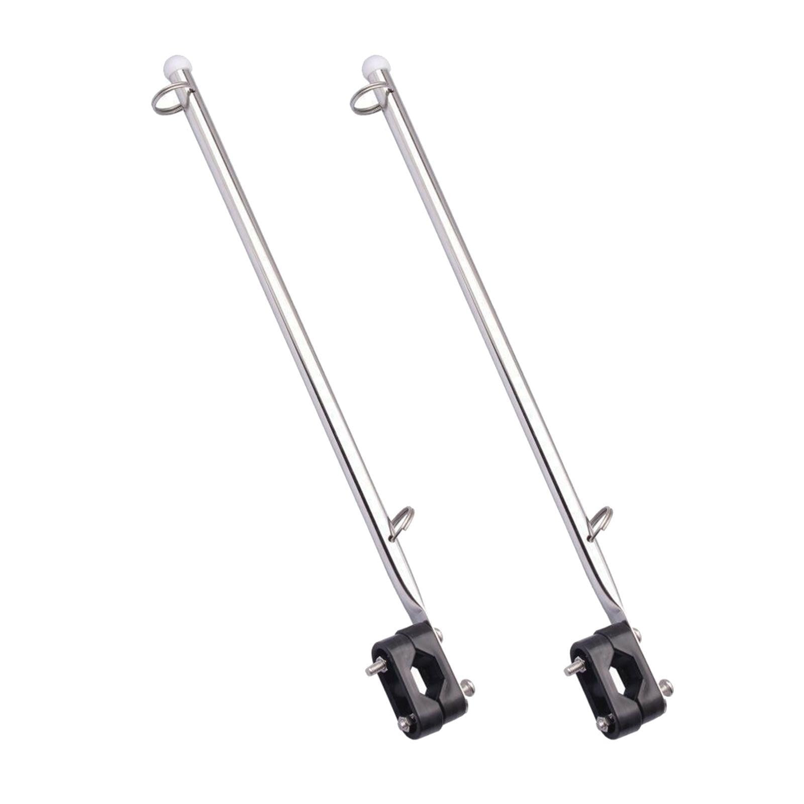 2Pcs Flag Pole Marine Flag Staff Adjustable Boat Parts Yacht with Base Boat, Stainless Steel Holder Durable Flagpole