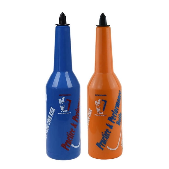 2Pcs Flair Bartender Bartending Practice Bar Pub Wine Cocktail Shaker - Blue & Orange
